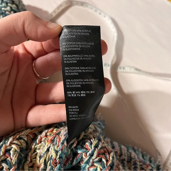 Anthropologie Multicolor Chroma Chunky Knit V-Neck Sweater 1X - Picture 16 of 16